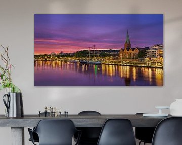 Sunset at the Weser river in Bremen, Germany by Michael Abid