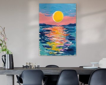 Sunset Sea Gouache Pastel by Niklas Maximilian