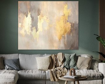 Abstract Schilderij met Gouden Accent van Kunst Kriebels