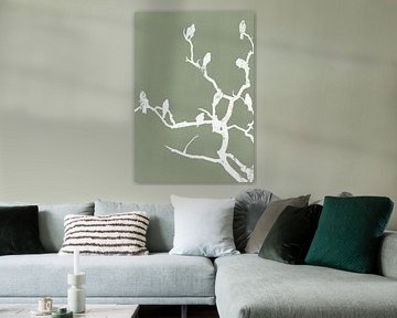 silhouette birds on a branch - olive green by MadameRuiz