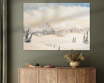 Winterlandschap in olieverf van beangrphx Illustration and paintings