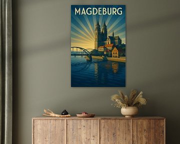 Vintage Magdeburg Wall Art – German Landmark Print by Travel Shop