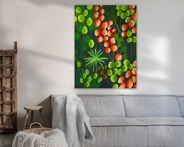 Fruits rouges sur fond vert sur Nelleke Bruno