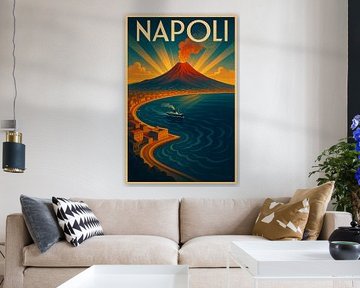 Napoli Art Deco Poster - De Vesuvius & Baai van Napels