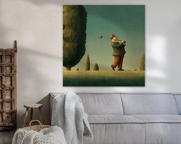 glückliche Golferin
