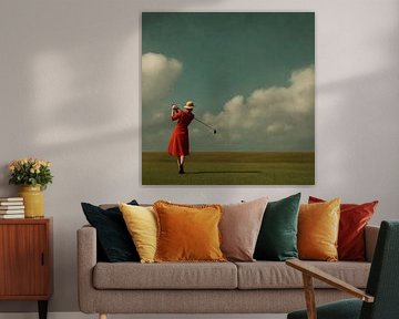 Frau macht perfekten Golfschwung von Joost Berndes