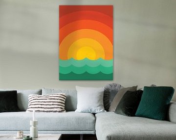 Abstracte zonsondergang over golven