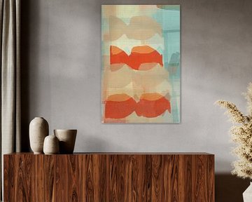 Colorful modern abstract shapes in orange, beige, light blue by Dina Dankers