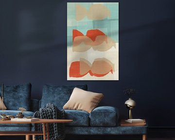 Colorful abstract shapes in white, orange, blue by Dina Dankers
