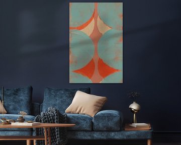 Abstract geometric shapes in blue, orange, pink terra by Dina Dankers