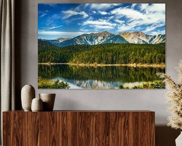 Autumnal Eibsee near Grainau with mountain panorama by Photo Art Thomas Klee