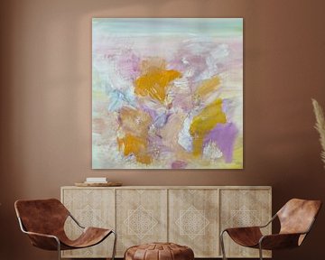 Poésie florale délicate - peinture acrylique abstraite pleine d'optimisme et de légèreté sur Susanna Schorr