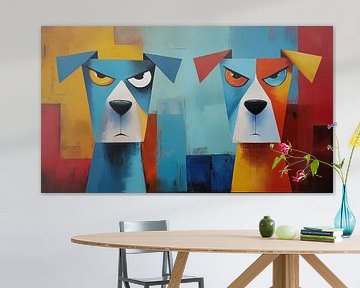 2 abstracte boze honden panorama