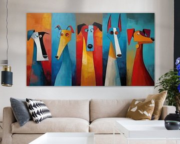 Abstracte verwarde honden panorama