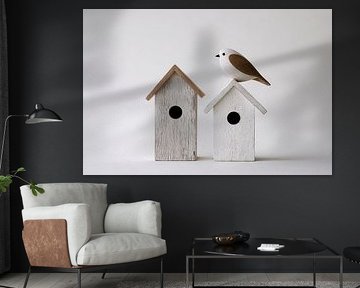 Twee huisjes en een vogel