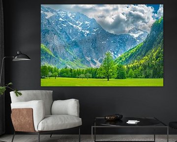 Alpengebirgslandschaft im Logar-Tal im Frühling von Sjoerd van der Wal Fotografie