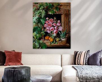 Stilleven met rozen en abrikozen, Ferdinand Küss