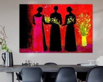 women with flowers painting