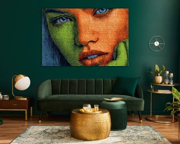 woman with face half in colour by Egon Zitter
