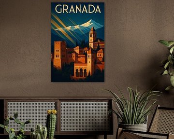 Granada Art Deco Poster - Vintage Spanien Reisen Wandkunst von Travel Shop