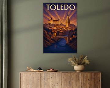 Toledo Art Deco Skyline Poster by Travel Shop