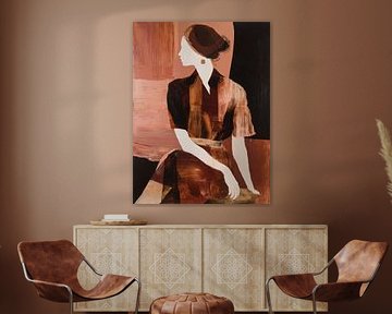 Abstract portret in aardetinten van Studio Allee