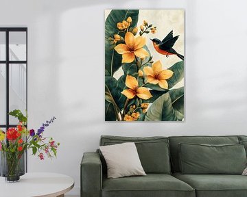 Blume und Vogel
