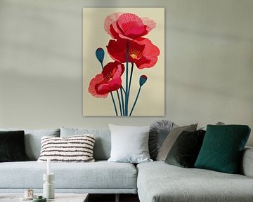 Klaproos van blokdruk van PixelPrestige