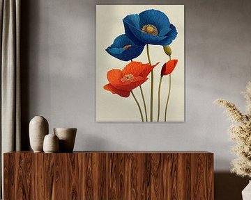 Klaproos van blokdruk van PixelPrestige