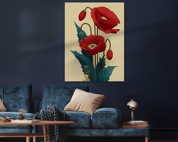 Klaproos van blokdruk van PixelPrestige