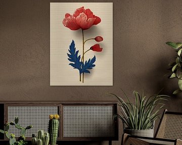 Klaproos van blokdruk van PixelPrestige
