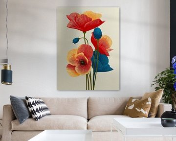 Klaproos van blokdruk van PixelPrestige