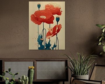 Klaproos van blokdruk van PixelPrestige