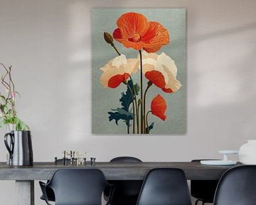 Klaproos van blokdruk van PixelPrestige