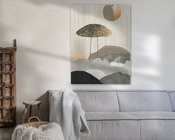 Autumn: Minimalist Mushroom in linen textures