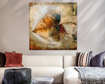 Autumn: Autumn leaf in mixed media