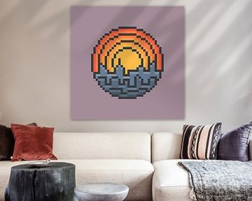 Pixel Art Sun and City by Dedi Dermawan