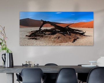 Bois carbonisé dans le Deadvlei, la Namibie