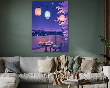Anime Rooftop Lofi Japan Cherry Blossom Night Sakura sur Ruzerin
