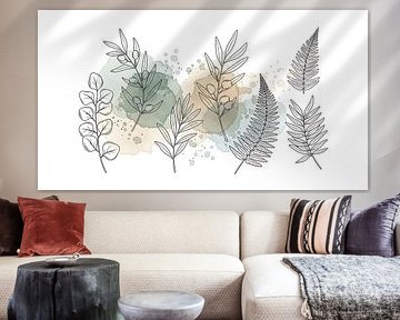 Botanical Line Art with Watercolor illustration by DPramana
