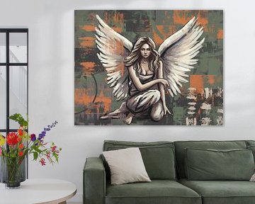 Engel schilderij van Emiel de Lange