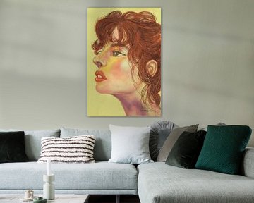 Golden glow expressive crayon portrait by Tintin gouw