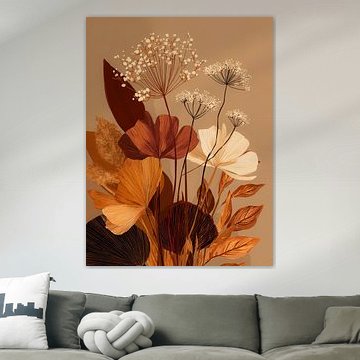 Boho botanische kunst in aardetinten – abstract bloemenboeket van But First Framing