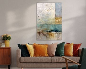 Turquoise and beige sophisticated abstract painting by Joriali Abstract