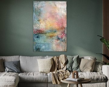 Pastel and turquoise dreamy abstract painting by Joriali Abstract