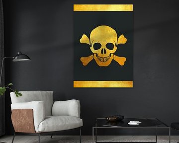 Crâne de pirate en or