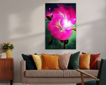 une fleur de géranium rose mixed media
