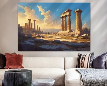 Ruinen des antiken Parthenon bei Sonnenuntergang