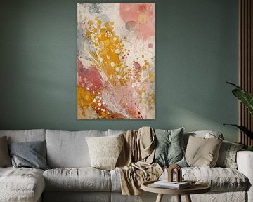 Abstract schilderij  - Geel en roze warme sfeer van Joriali Abstract