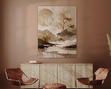 Art japonais. Paysage de montagne japonais atmosphérique sur Studio Pieternel